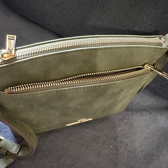 Nanette Lepore Crossbody Bag Purse Olive Green Faux Suede Adjustable Strap. - Picture 5 of 16
